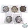 Image 2 : Estate Lot of 5x 1950-1963 Canadian Silver Dollars. The dates you will receive are: 1950, 1963, 1965