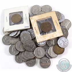 Estate Lot of 85x Canadian Nickels issued during the 1940's. Coins appear to be mostly George VI nic