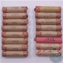Estate lot of 16x Canadian circulated 1-cent Rolls of 50pcs (16 rolls). The Dates you will receive a