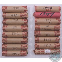 Estate lot of 16x Canadian circulated 1-cent Rolls of 50pcs (16 rolls). The Dates you will receive a