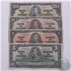 Image 1 : Group lot of 4 x 1937 Canada  banknotes in 4 different denominations.