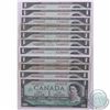 Image 1 : Group lot of 11 x 1967 Canada $1.00 notes with 11 different prefix's. 11pcs