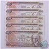 Image 1 : 5 x 1975 Canada $100 notes