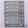 Image 1 : Group lot of six Canada 1954 Modified portrait $1.00 Replacement notes, prefix's included; *X/F, *B/