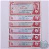 Image 1 : Group lot of six 1965 $1.00 notes from the East Caribbean with six different signature combinations 
