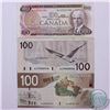 Image 1 : Run of three $100.00 notes from the Bank of Canada. You will receive a 1975, a 1988, and a 2004.