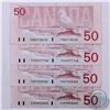 Image 1 : Complete signature type set of the 1988 Bird Series $50.00 note. You will receive four 1988 $50.00 n