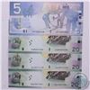 Image 1 : Group lot of 4 x 2 digit RADAR banknotes from the Journey series. You will receive 1x$5, 3x$20. 4pcs