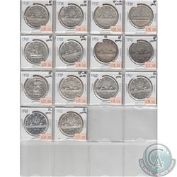 lot of 14x Canada Silver Dollars from 1937-1963. The dates you will receive are as follows: 1935,193