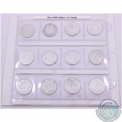 12x Canada George V & George VI silver 50-cents. The dates you will receive are: 1918,1919,1940,1941