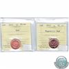 Image 1 : 2011 Non-Magnetic, 2012 Magnetic Canada 1-cent ICCS Certified MS-66 Red. 2pcs