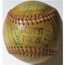 1967 DETROIT TIGERS AUTOGRAPHED BASEBALL -  CASH, HORTON, BROWN, LOLICH, PODRES,