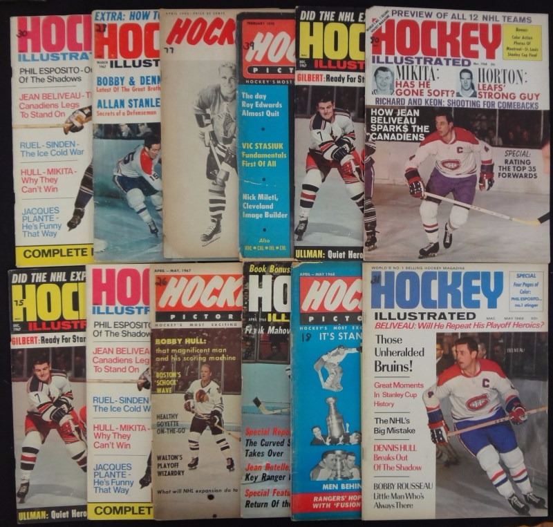 HOCKEY MAGAZINE LOT (15) MOSTLY 1960's EARLY 70"s STARS ON COVER