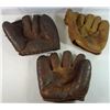 Image 2 : 3 - VINTAGE BASEBALL GLOVES; 1920 WILSON 3 FINGER, 1930 REACH CARLTON WILLEY &