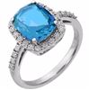 Image 1 : Emerald Cut Swiss Blue Topaz and Diamond Ring