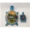 Image 1 : Pair Mexican Painted Pottery Turtle Trinket Boxes