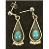 Image 1 : 1960 Navajo Sterling Turquoise Earrings by C Davis