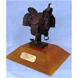 Marvin Brewster bronze, Charlie's Saddle, #61/100, purchased at CMR Auction,  6" h x 4" l x 3" w