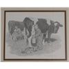 Image 1 : Don Greytak, framed print, Bob Zion Milking Time (Scotty's brother), 11" x 14"