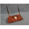Image 1 : CMR desk pen set on brick salvaged in 1972 from the base of fireplace in Charlie Russell's home; wit