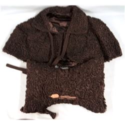 Black lamb's wool cape and muff and Silver fox stole