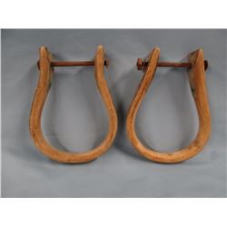 Pair oxbow wooden stirrups, nice