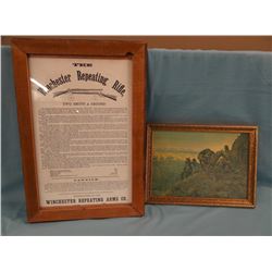 Winchester Rifle poster, 11" x18"; AND CMR print Warning Shadows, 13" x 9", both framed