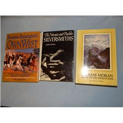 3 books: Thomas Moran, Artist of the Mountains, T. Wilkins, dj, 1966; Frederic Remington's Own West,