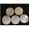 Image 2 : 5 Morgan dollars, all 1889, some near AU