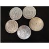 Image 1 : 5 Morgan dollars, all 1889, some near AU