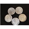Image 2 : 5 Morgan dollars, all 1889, some near AU