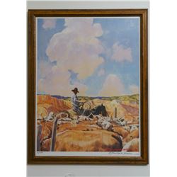 Buckeye Blake, signed print, Pens at Argenta, #91/200, featured on cover of CMR Art Auction catalog,
