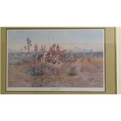 C.M. Russell, print, Navajo Trackers, #103/950, 15" x 25" framed