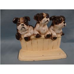 Cast iron doorstop, 3 puppies, USA