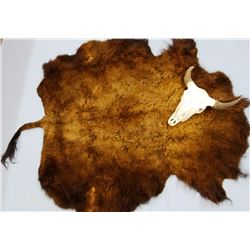 Buffalo rug and skull