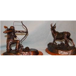 Alex LaFountain, Hunter & Hunted, set of 2 bronzes, both #2/30, 1971, © L.F. Busch 1973, purchased a