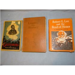 3 books: Custer, Gen. George, Legend Into History, 1951, spine torn at bottom; Robert E. Lee, Road o