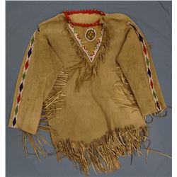 Beaded indian buckskin shirt, beads appear to be Northern Plains, shirt is Apache
