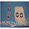 Image 3 : Plains Indian beaded ladies outfit including  dress, medallion necklace, moccasins, beaded bag, belt