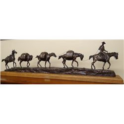 Earle Heikka (1910 - 1941) bronze sculpture, Sun River Packers, #35/36, 50" x 12" x 4.5".  Hiekka wa