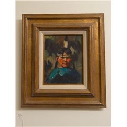 Sheryl Bodily, oil, Indian girl portrait, 10" x 8", framed, purchased at CMR Auction.