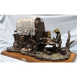 C. L. Wheeler bronze sculpture, Cow Camp Kitchen 1889, #97/100, 30" l x 16" h x 11.5" w