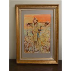 Jessica Zemsky, gouache, Joe Meek, Friend of the Prince Maximillian, NWR 1980, 40" x 30", framed.  Z