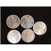 Image 1 : 5 Morgan dollars, all 1889, some near AU