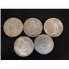 Image 1 : 5 Morgan dollars, 1-1881, 1- 1882-O, 1- 1896, 2 - 1900