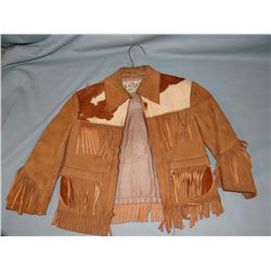Leather fringed cowboy jacket, child size 4