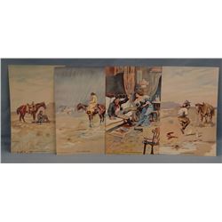 Set of 4 C.M. Russell prints:  Just a Little Sunshine, Just a Little Rain, Just a Little Pleasure, J