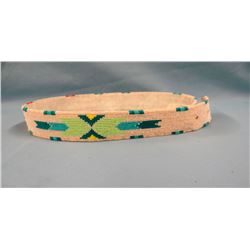 Chippewa Cree beaded belt, white, buckskin backing, Fields Collection