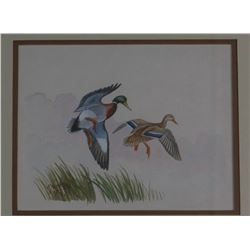 R. Jenkins, watercolor, Mallards, 6" x 8", framed, purchased at CMR Auction.