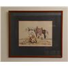 Image 1 : Woody Crumbo, silkscreen print, Last Sunset, 12" x 7", framed, purchased at CMR Auction.